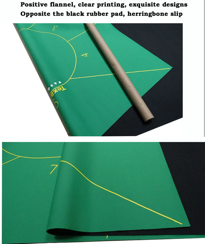 1pc Poker Rubber Mat Texas Hold'em Game Table Top Casino Layout Size: 90cm x 180cm