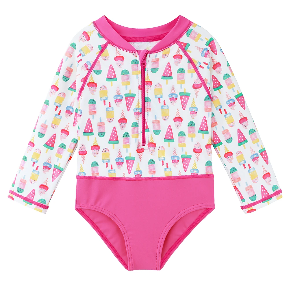 BAOHULU Long Sleeves Baby Girl Swimwear One Piece Unicorn Swimsuit Girls Children Swimwear