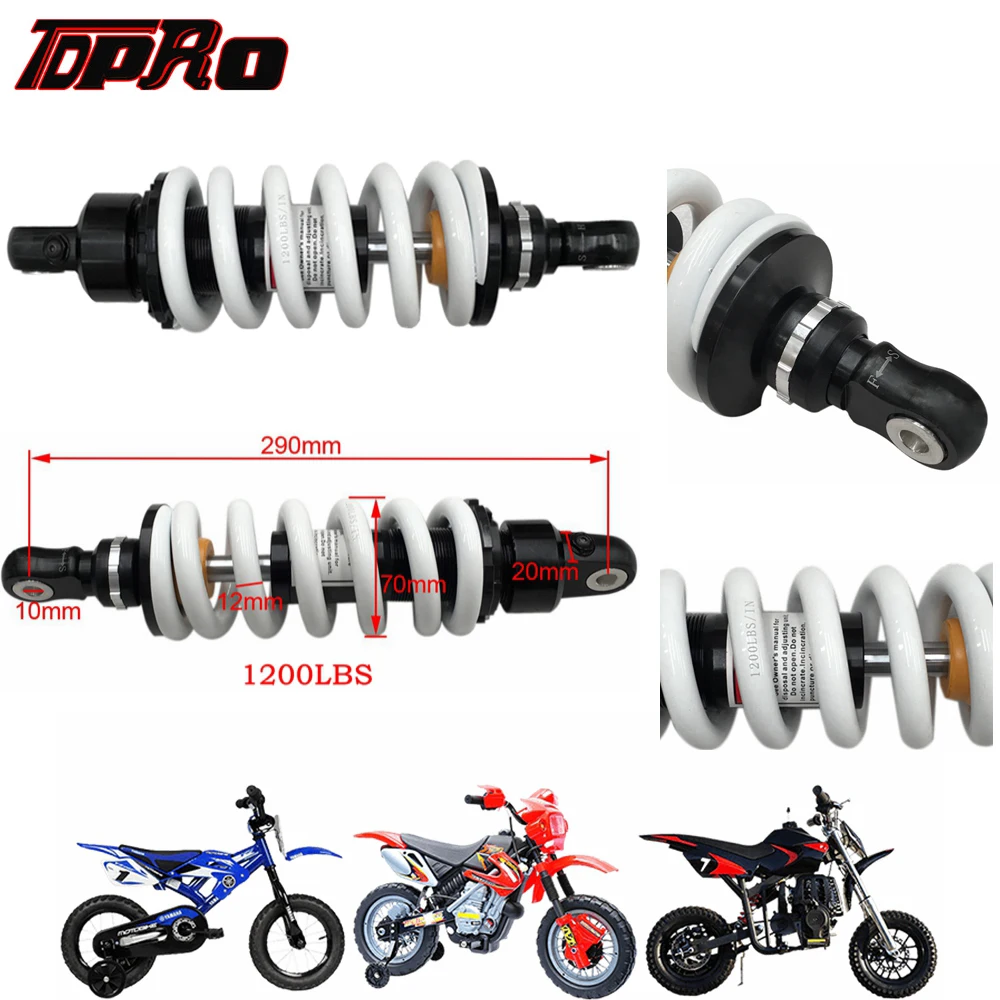 

TDPRO New 290mm 1200lbs Motorcycle Suspension Rear Spring Shock Absorber For Dirt Pit Bike ATV SSR Apollo SDG Quad Scooter