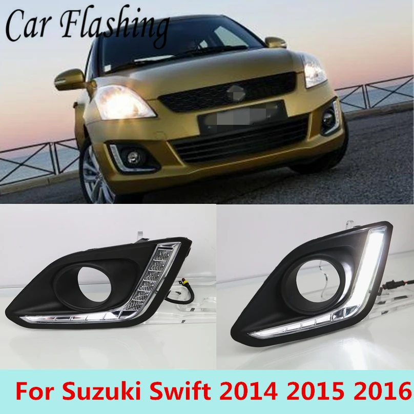 CSGJMY 2 шт. 12 В светодиодный автомобиль DRL дневного света для suzuki swift с противотуманной лампой отверстие крышки