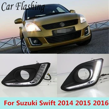 

CSGJMY 2PCS 12V LED Car DRL daytime running light Daylight for suzuki swift 2014 2015 2016 with fog lamp hole cover