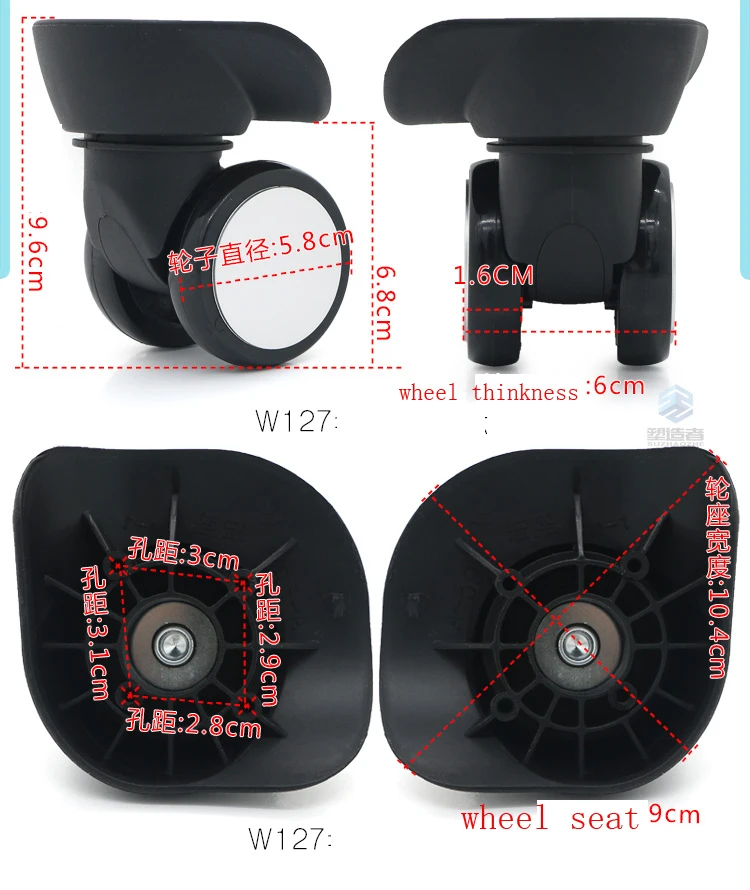 Высокое качество замена Чемодан чемодан 360 вращающиеся колеса для любого багажные сумки тележки путешествия чемодан ремонт Запчасти W127