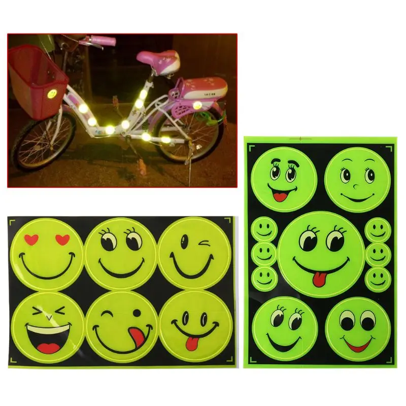 Светоотражающая наклейка безопасности велосипеда Ночная светящаяся водонепроницаемая клейкая флуоресцентная MTB лента для велосипеда многофункциональная улыбка украшения