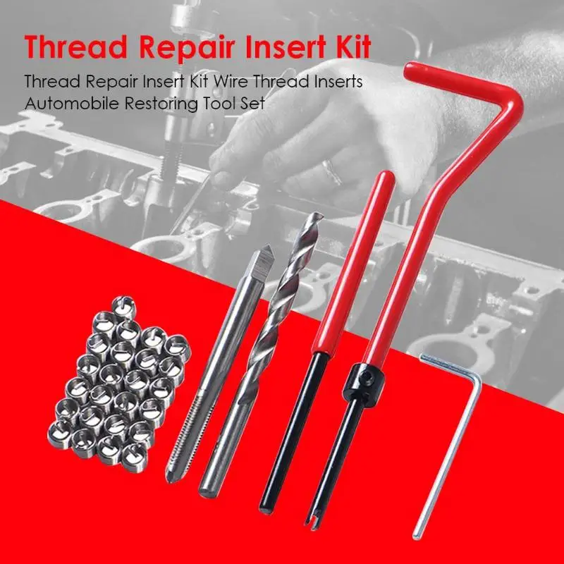 

2019 Car Pro Coil Drill Tool Thread Repair Insert Kit Wire Thread Inserts Automobile Restoring Tool Set Dropshiping