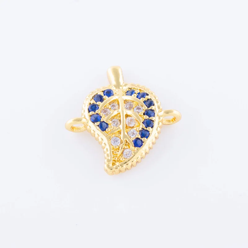 

5pcs Fashion Jewelry Bijoux Zircon Leaf Charms For Jewelry Making Wholesale Copper Micro Pave Czech Connectors Charms Diy Gifts