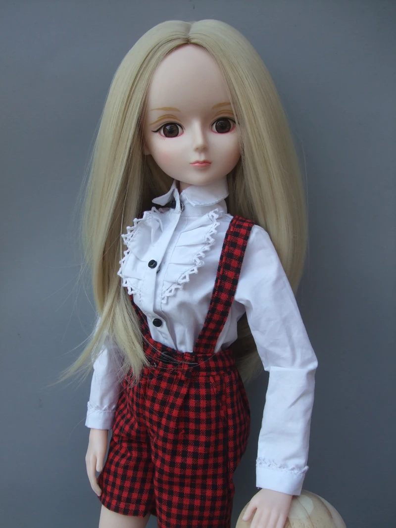 

Soft Straight Synthetic Hair Wig for 1/3 1/4 1/6 BJD doll for Russian diy doll wigs-011