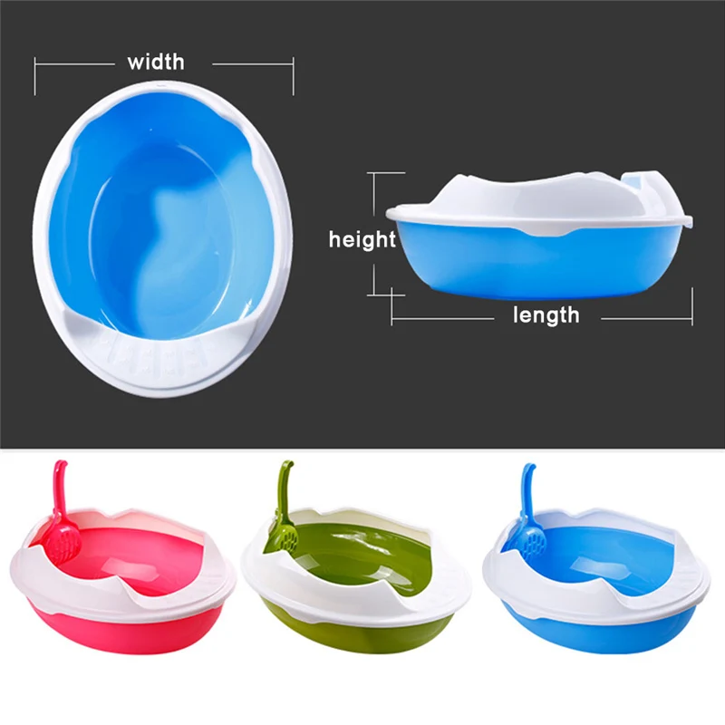 Oval Cat Random Solid Plastic Litter Box Pet Dog Large Tray Cleaning