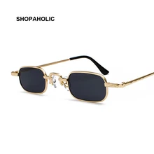 Ретро маленькие квадратные металлические стимпанк Солнцезащитные очки для женщин и мужчин модные очки Брендовые дизайнерские винтажные женские солнцезащитные очки высокого качества