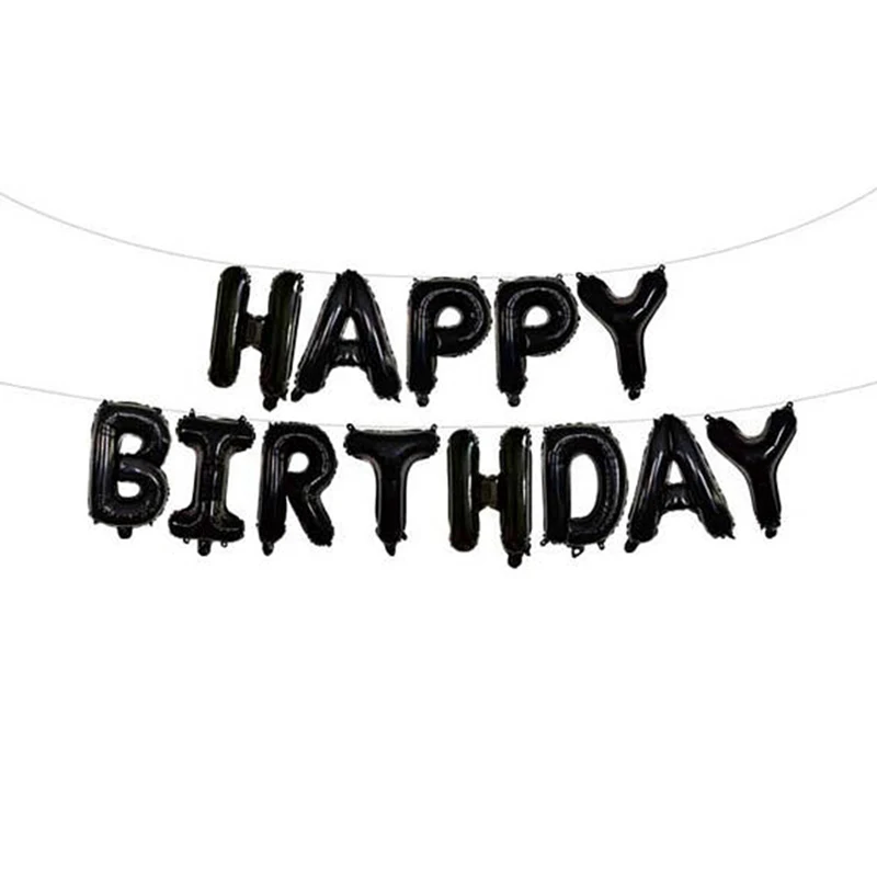 Йориу 13 шт. 16 дюймов шары из фольги в виде букв с днем рождения украшения детские синие розовые золотые шары на день рождения детей - Цвет: Black