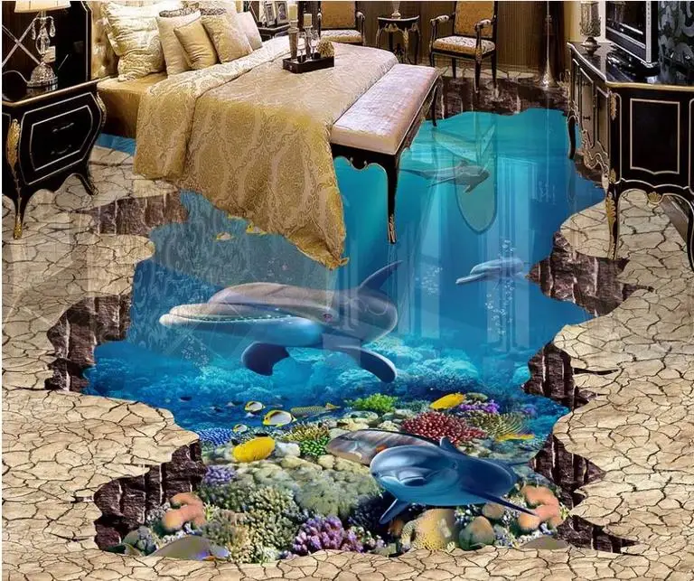 3d напольные обои на заказ ПВХ водонепроницаемые Ocean World Самоклеящиеся 3D 2020 |