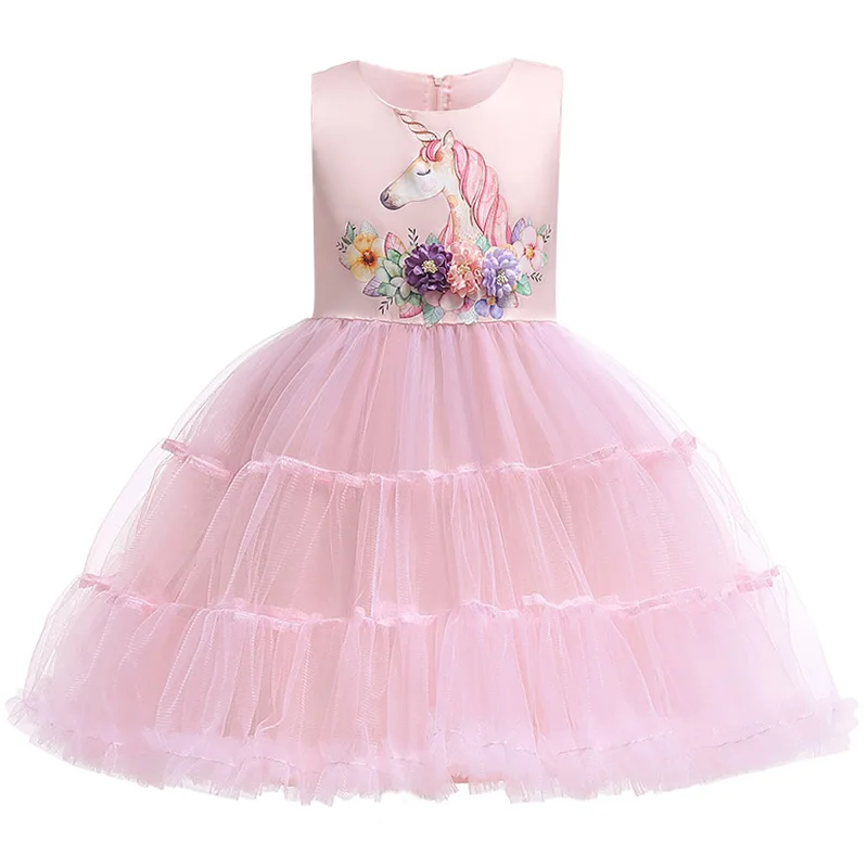 Высококачественное кружевное платье с блестками и вышивкой для девочек; детское праздничное платье принцессы; одежда для торжественных мероприятий и церемоний; платья для девочек - Цвет: pink