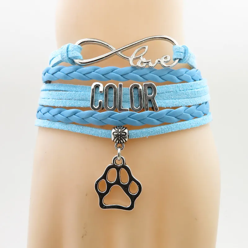 love stafford mom bracelet dogs paw charm stafford mom bracelets& bangles for women and man stafford dogs bangle - Окраска металла: Blue - stafford mom