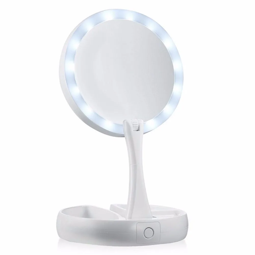 

Lower Power Foldable Round Shape LED Makeup Mirror Women Facial Makeup Cosmetic Desktop Cosmetic Mirror Tools