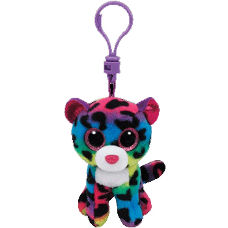 

Ty Big Eyes Plush Rainbow Leopard Keychain Toy Doll TY Baby Kids Gift