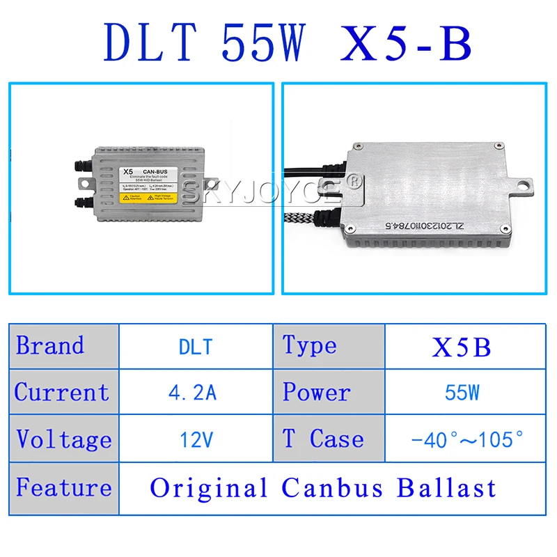 SKYJOYCE 55W Xenon H7 Canbus HID Kit DLT X5 55W Canbus Ballast Kit Xenon H1 H11 H7 HB3 HB4 9012 D2H 5500K Car Headlight Bulb Kit (4)