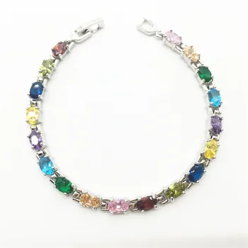 

Multicolor Color crystal New style High Quality Rhodium Plated charm bracelets for women Wholesale & Retail Fashion jewelry
