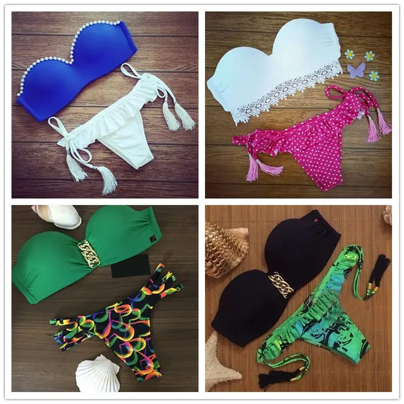 2016 New Sexy Push Up Brazilian Bikini Women Set Froal Bandage Swimwear Padded Bra Swimsuit Beach Suite Biquini bathing suit 2016 New Sexy Push Up Brazilian Bikini Women Set Froal Bandage Swimwear Padded Bra Swimsuit Beach Suite Biquini bathing suit