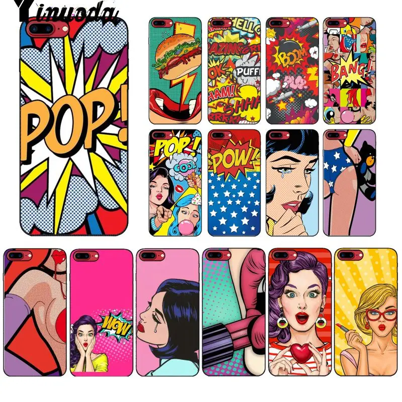 

Yinuoda pop art comic Newly Arrived Black Cell Phone Case for iPhone X XS MAX 6 6s 7 7plus 8 8Plus 5 5S SE XR