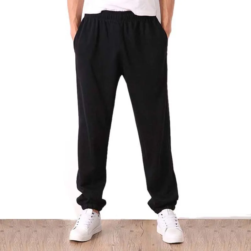 Мужские брюки размера плюс 7XL, одноцветные Мешковатые Свободные эластичные брюки, тренировочные брюки-карандаши, повседневные брюки, мужские брюки, джоггеры, большие, 5XL, 6XL - Цвет: Black narrow