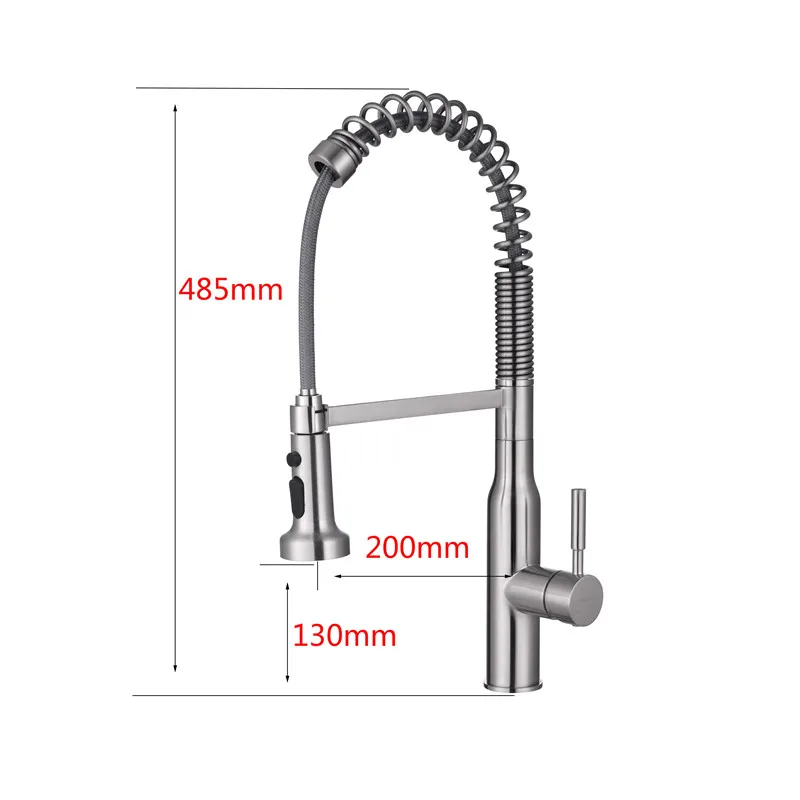 Латунь Матовый никель/матовый черный выпадающее Весна кран один уровень смесителя 360 вращения 2-способ вытащить out Спрей Кухня кран