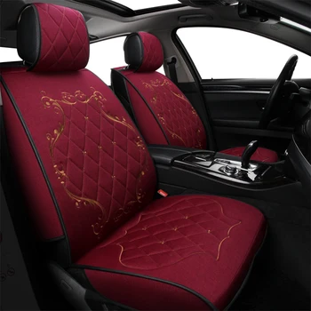 

ZHOUSHENGLEE Car Seat Covers Set Universal Fit Linen Car Cushion Cover Protector Four Seasons Automobiles Interior Car-styling