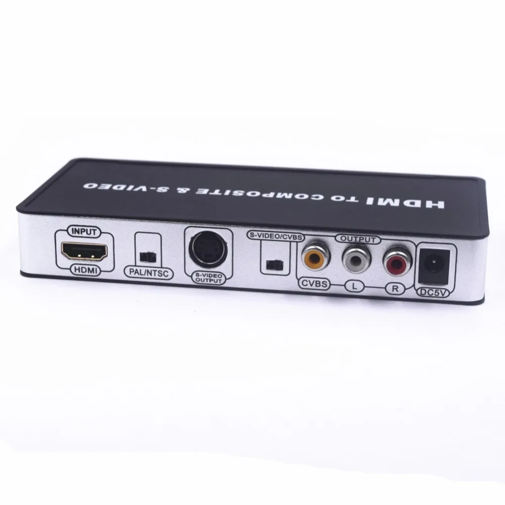 Hot HDMI to TV Composite RCA AV + S-Video Converter Include AV & S Video Cables + AC Power Adapter US EU AU Plug