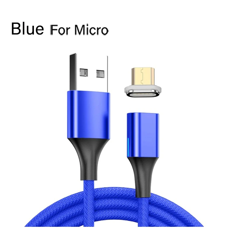 Магнитный usb type-C кабель для iPhone, зарядное устройство, быстрая зарядка, Micro USB C провод, кабель для мобильного телефона для Xiaomi Redmi Note 7 Pro - Цвет: For Micro Blue