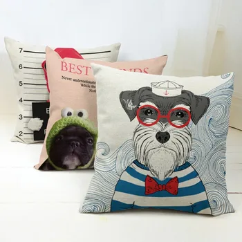 

Creative Style Stylish Deer Head Puppy Pug Schnauzer Printed Cushion Cover Modern Art Decorative Sofa Throw Pillow Case