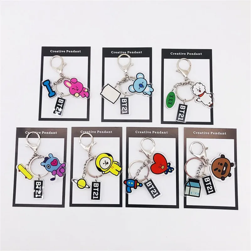 

Kpop Bangtan Boys BLACKPINK GOT7 EXO TWICE SEVENTEEN CHIMMY COOKY Fashion Keychain Creative Bag Pendant Keychain Accessory