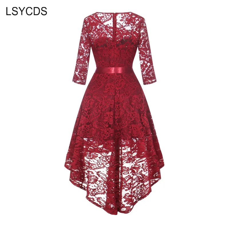 Женское винтажное платье LSYCDS кружевное с рукавом 3/4 и круглым вырезом элегантные