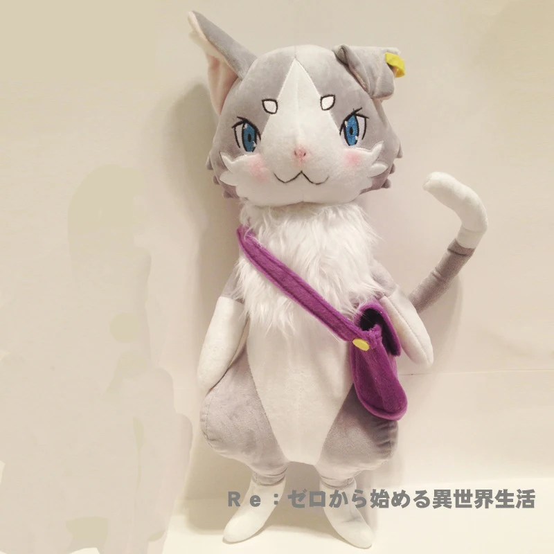 

Re Zero kara Hajimeru Isekai Seikatsu Natsuki Subaru Re Life a Different World from Zero Puck Rem Emilia Plush Cat Doll Toy 25cm