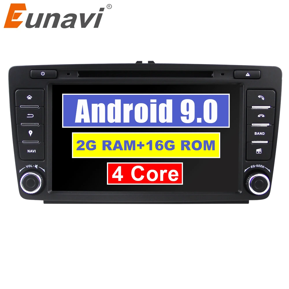 Best Eunavi 2 Din Car DVD GPS For Skoda Octavia 2012 2013 A 5 A5 Yeti Fabia Car Android 9.0 Quad Core RAM 2GB Stereo Radio Navigation 0