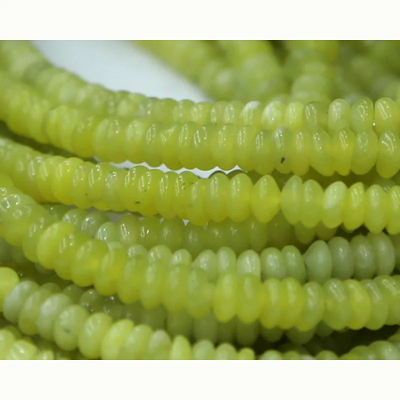 

Wholesale Genuine Natural Green Korea Olive Jade Rondelle Loose Stone Beads Fit Jewelry DIY Necklaces or Bracelets 15" 03237