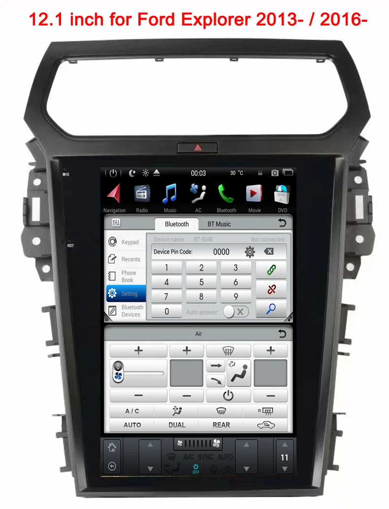 

12.1" tesla style android 7.12 car dvd player for Ford Explorer 2013-2016 with gps navigation wifi FM audio stereo monitor