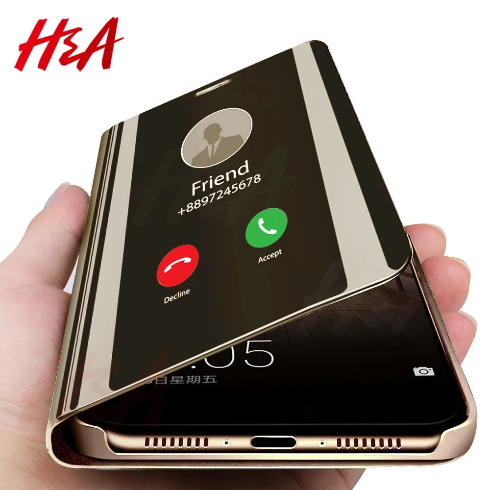 H&A Clear View Smart Mirror Phone Case For Samsung Galaxy S9 S8 S7 S6 Edge Plus Note 8 9 For A3 A5 A7 A8 2017 J3 J7 2018 Case