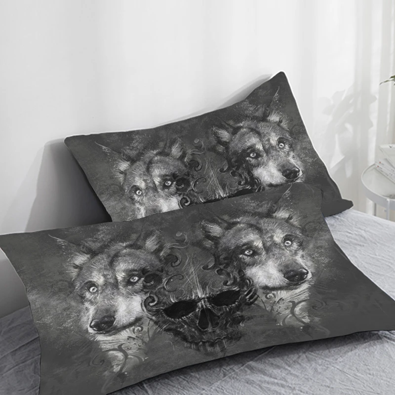 

3D HD Custom Pillow Case,2PCS Pillowcase 50x70/50x75/50x80/70x70,Decorative Pillow Cover Animal Skull Wolf,Bedding Drop ship