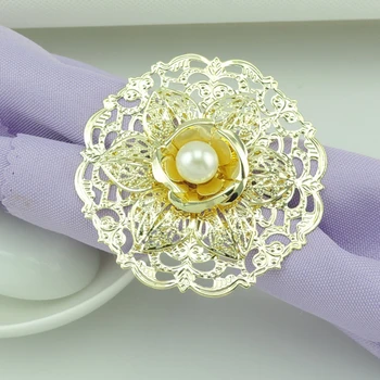 

20pcs/ lot Hotel swing sets antique metal pattern napkin ring napkin buckle seat towel ring gold Table Decoration