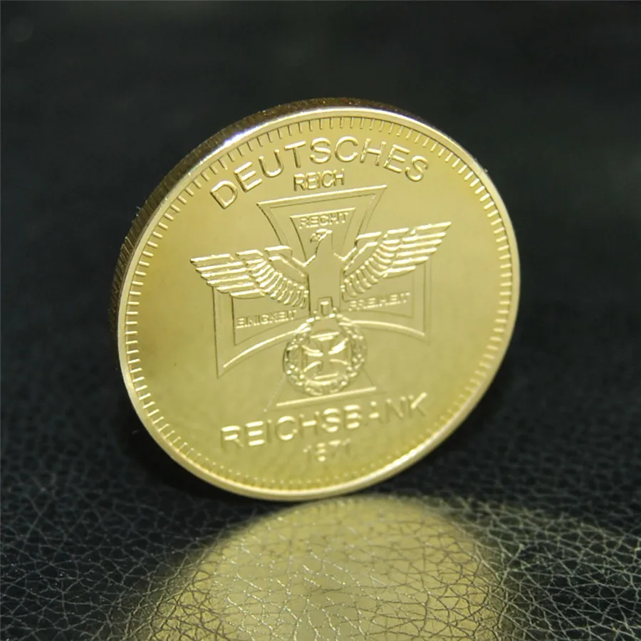 24KT Bullion German Coin 24K Gold Plated Clad DEUTSCHES EAGLE REICHSBANK 1871 Germany Round Coins (9)