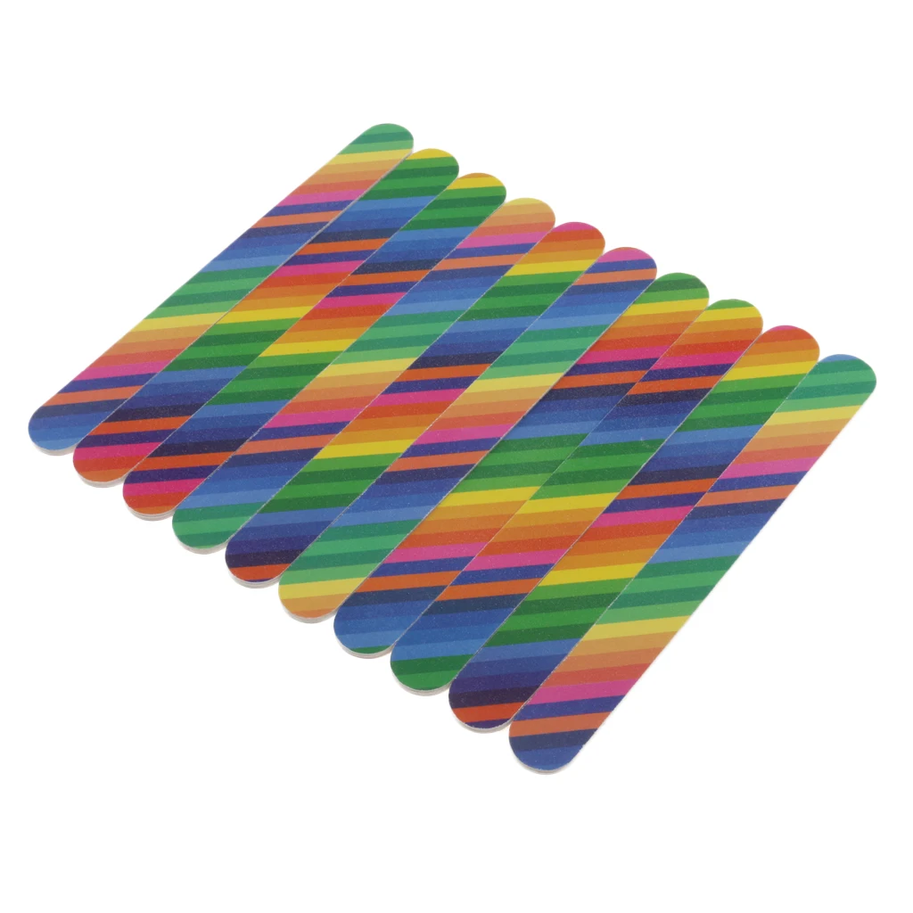 10pcs Dual Sided Salon Nail Files Sanding Buffer For Nail Art Tips Polishing Manicure Tools Nail Files Emery Board