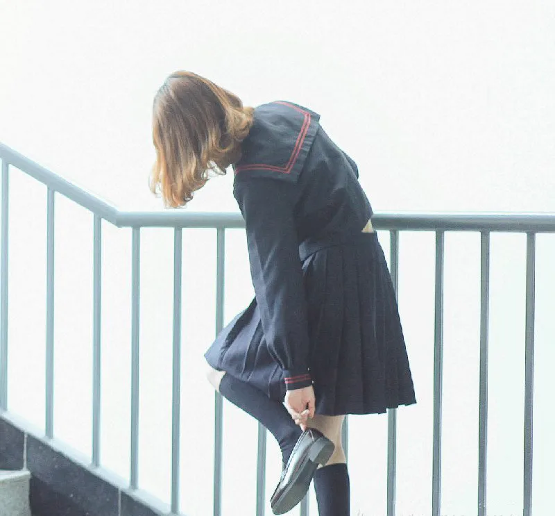 Японский Школьная Униформа темно-матроска Для женщин Kansai Косплэй костюм студент девочек класса одежда футболка + плиссированная юбка +