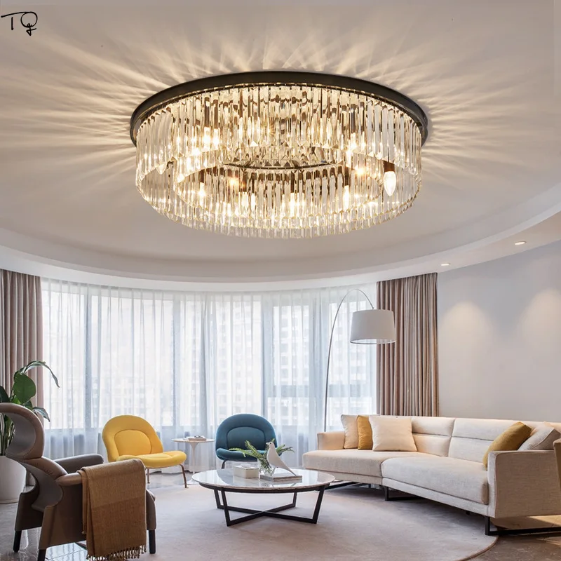 

Crystal Round Ceiling Lighting American Style Led Fixture Lamp Atmospheric Simple Modern Warm New for Living Bedroom Restaurant