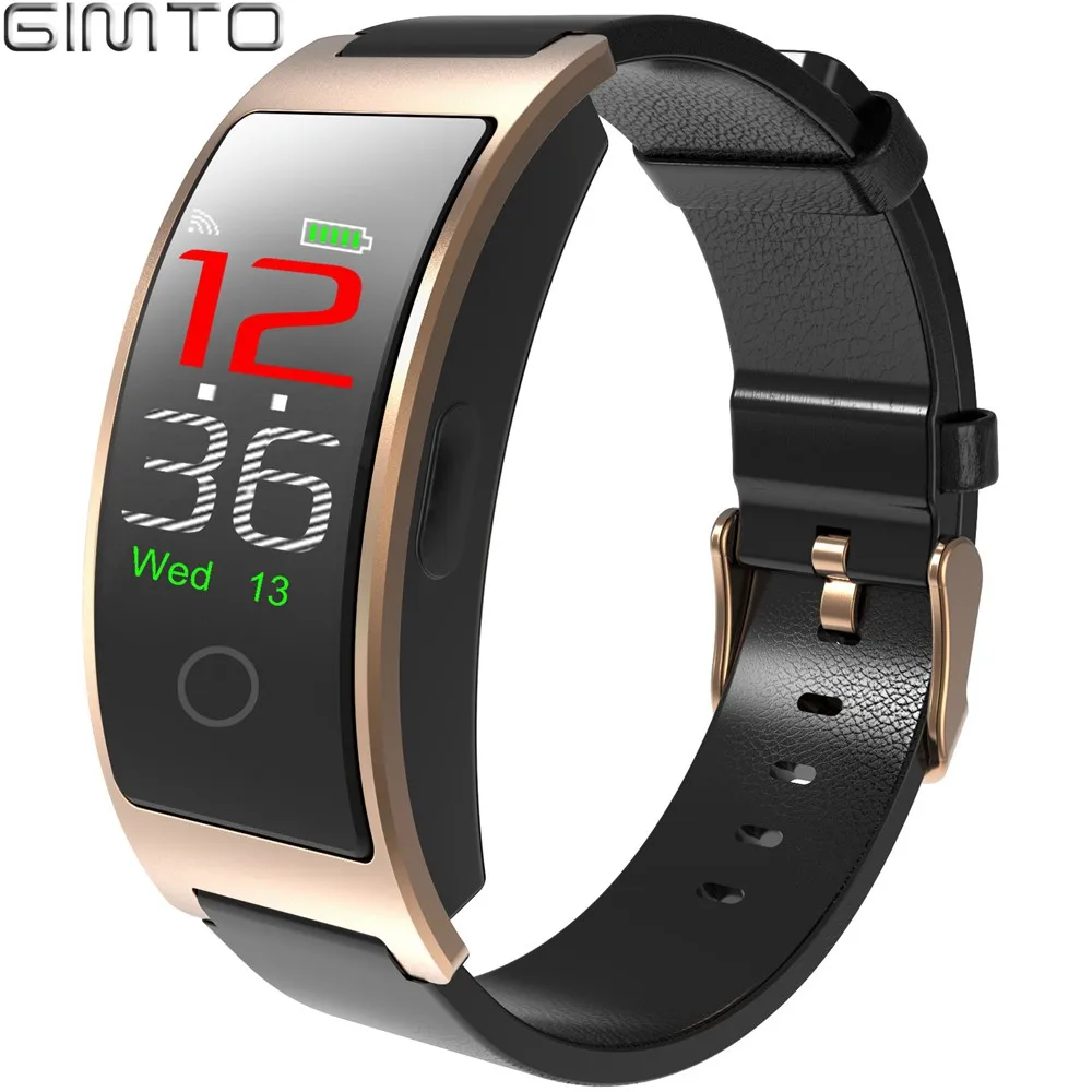 

Genuine Leather Men Smart Bracelet Watches GIMTO Brand Fashion Casual Business Casual Digital Wristwatch for Men LED Screen