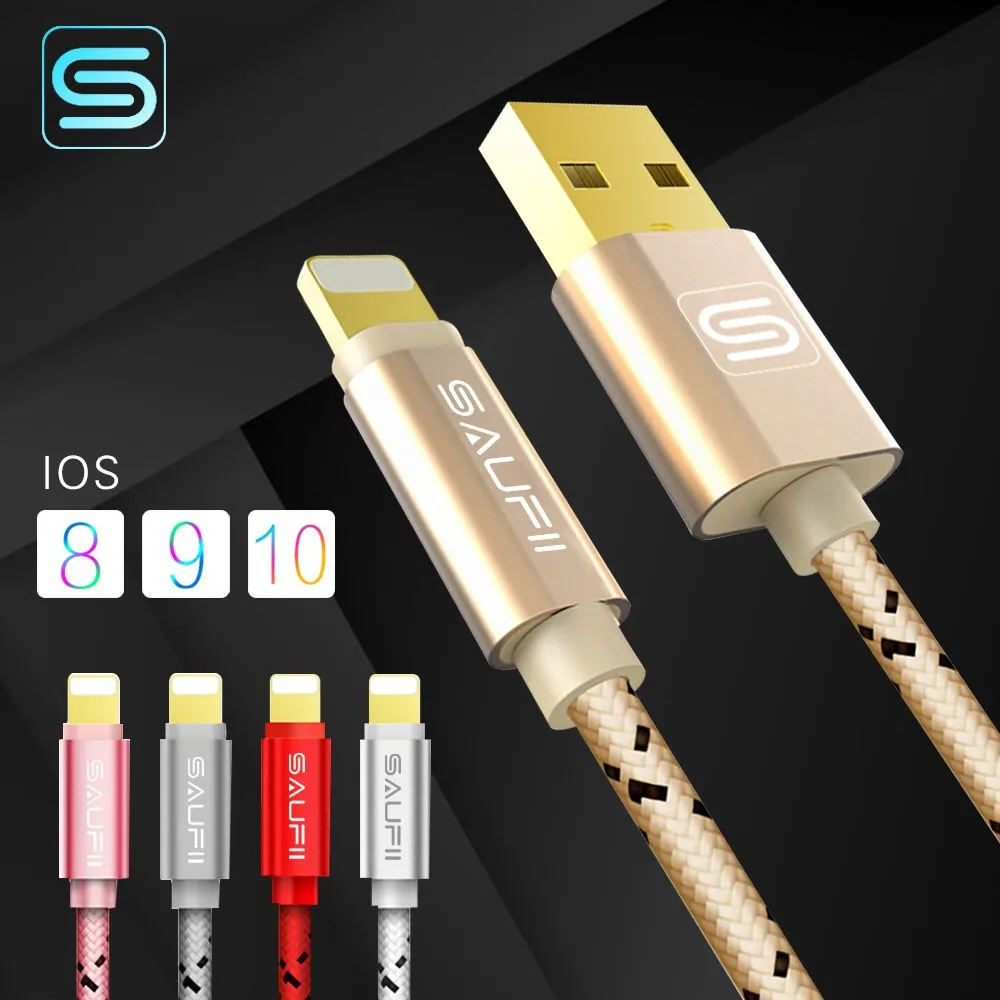 SAUFII USB Cable for iPhone 5 5s 6 7 Plus iOS for iPad 3 4 Fast