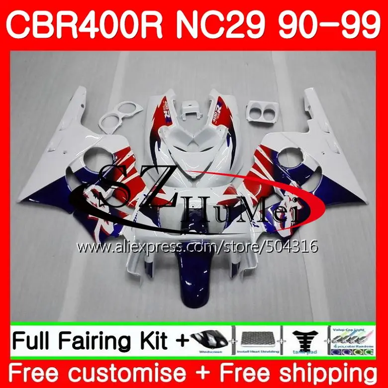 

NC29 For HONDA CBR 400RR 400 CBR400 RR 94 95 96 97 98 99 122NO.0 NC23 CBR400RR 1994 1995 1996 1997 1998 1999 Fairing Blue white