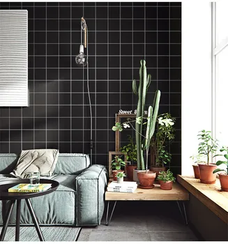 

Modern Simple Square Lattice Wallpaper Flocked PVC Wall Paper for Living Room Home Decor Background Wall Papel De Parede 10M