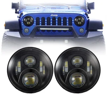 

7inch LED Halo Headlights 7" LED Headlight H4 Hi/low Auto Headlight With Angle Eye For Jeep Puch Kenworth Nissan Suzuki Samurai