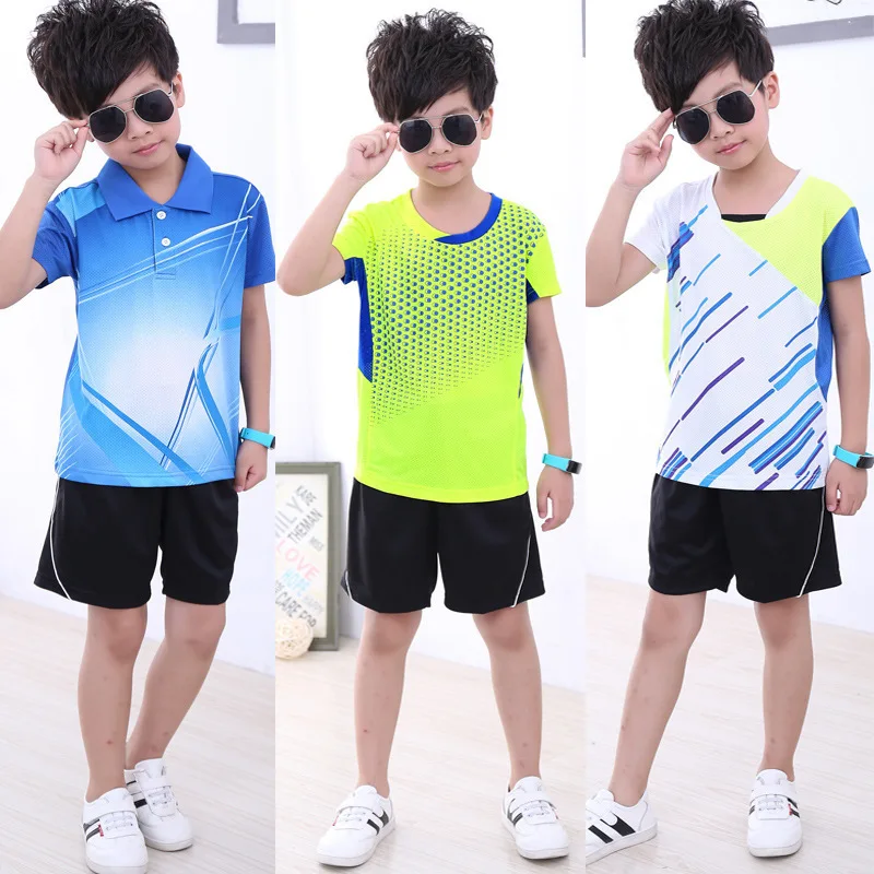 

Table Tennis Kids 2019 New Badminton Clothing Suit Quick Drying Summer Tennis Clothes Tennis Boy Girl Sports Shirt