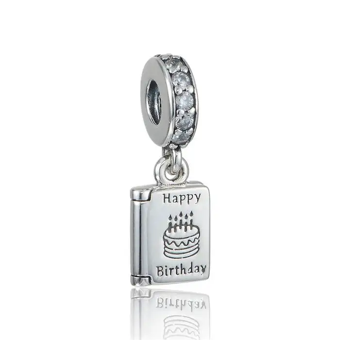 Convient A La Marque Bracelet A Breloques Carte D Anniversaire Breloques Avec Cz Et Joyeux Anniversaire Meilleurs Voeux Breloque 925 Bijoux En Argent Sterling Aliexpress