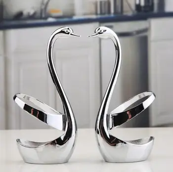 

2PCS Zinc Alloy Swan Holder Fork SpoonTableware Set Stand Holder Swan Base Fork Holder Tableware Dinnerware Set dropping ship