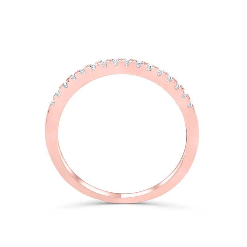Silverwill нежное розовое золото Кольца простой mujer moda femal палец кольцо серебро 925 половина проложить Кристалл CZ модные украшения